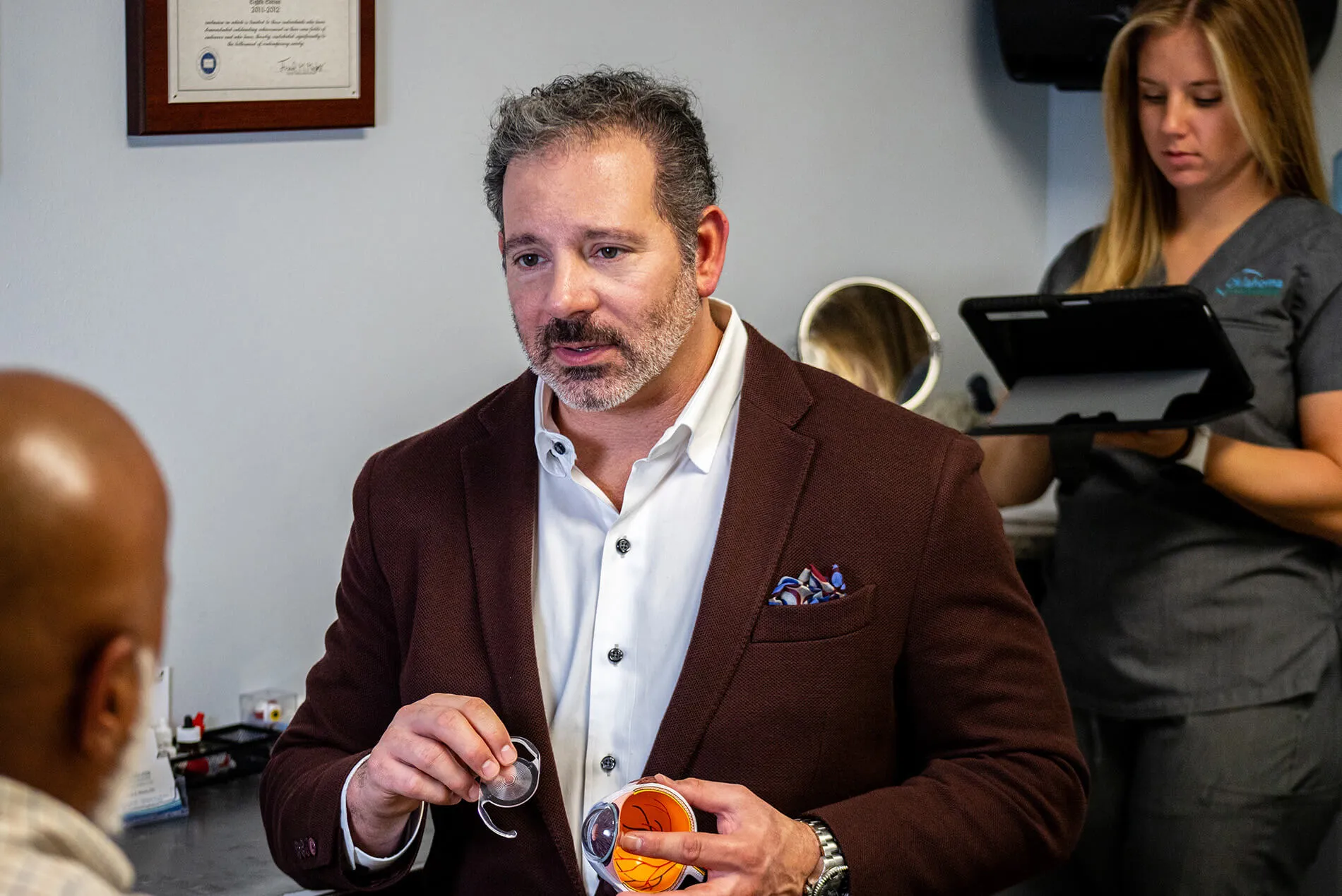 Dr. Sarkisian talking to patient