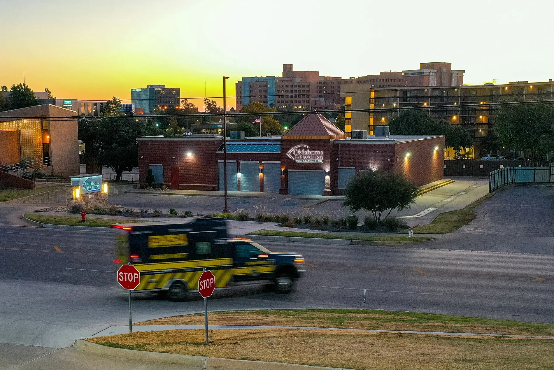 Drone image of Oklahoma Eye Surgeons clinic exterior