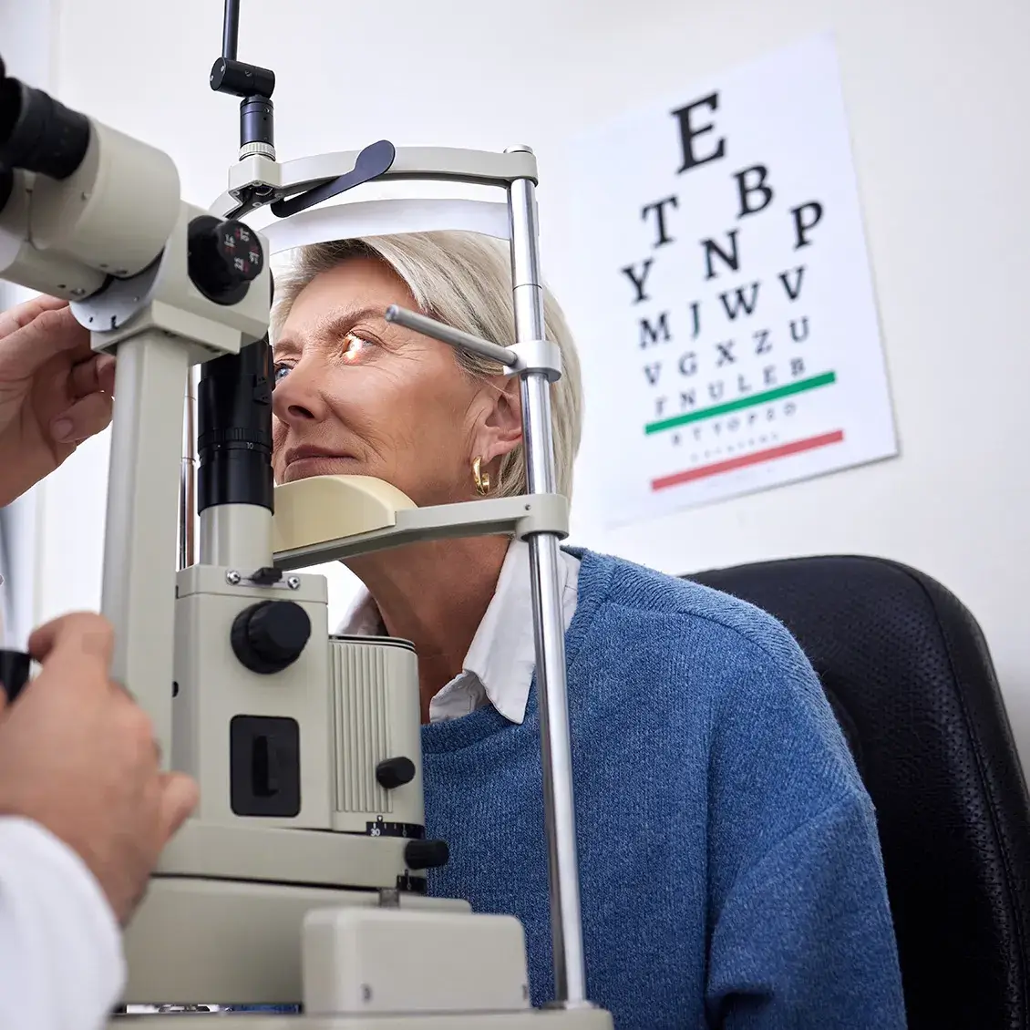 Woman during eye examination