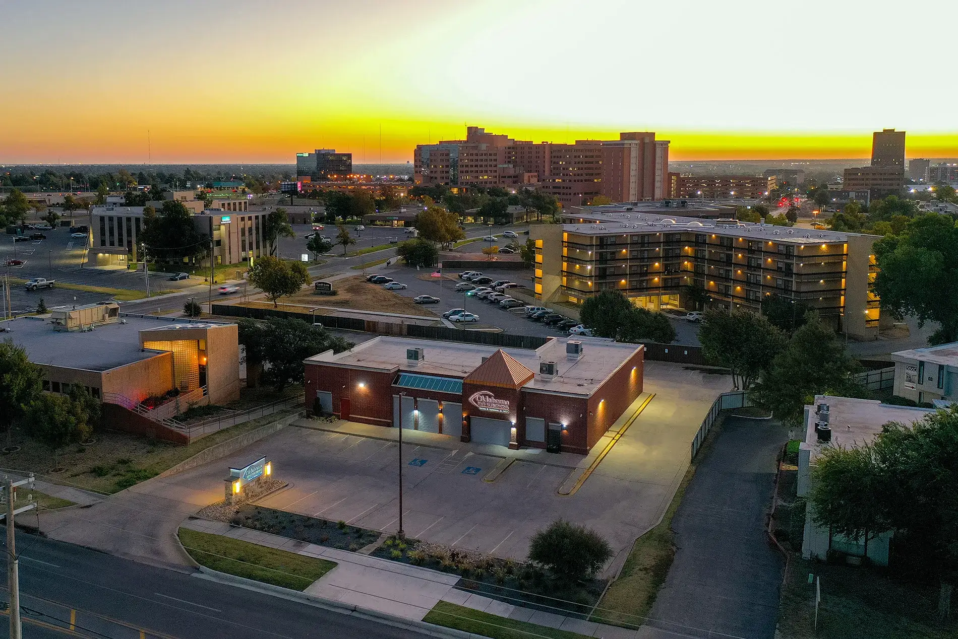 Aerial view of Oklahoma Eye Surgeons clinic