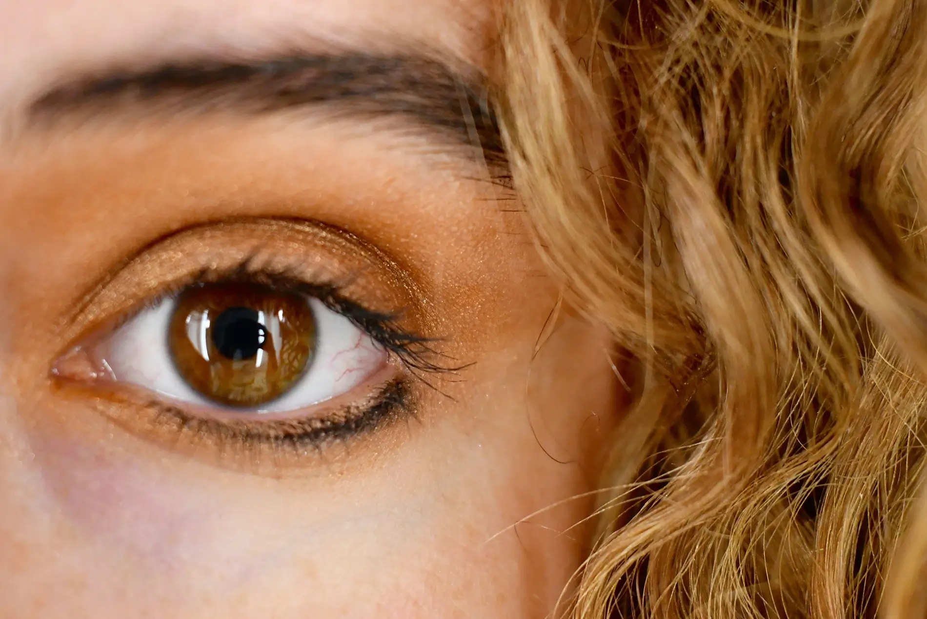 Close up of woman's brown eye